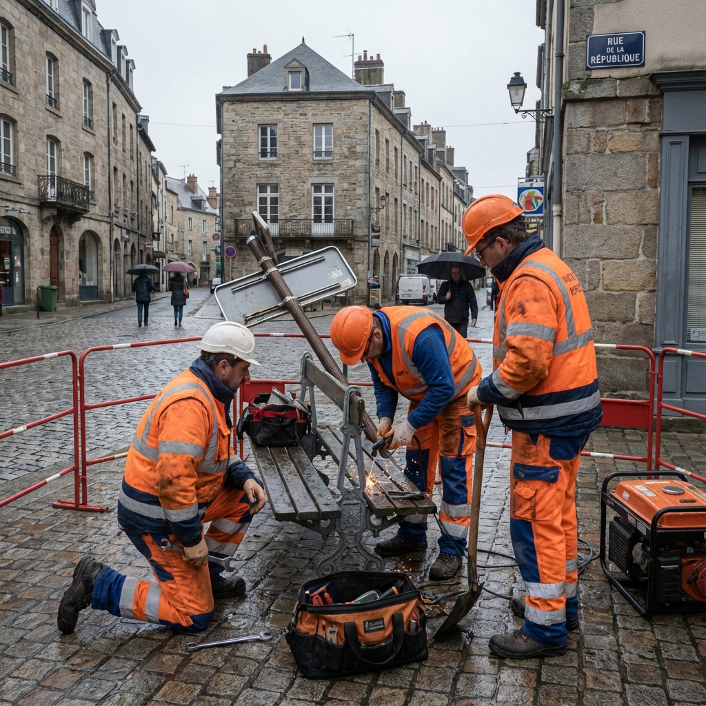 Agents des services techniques en réparation