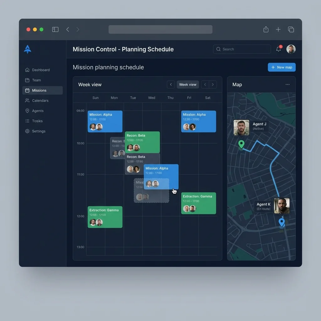 Interface de gestion des missions